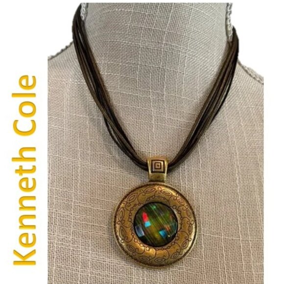 Kenneth Cole Jewelry - KENNETH COLE Women's Green & Gold Tribal Pendant on Cord